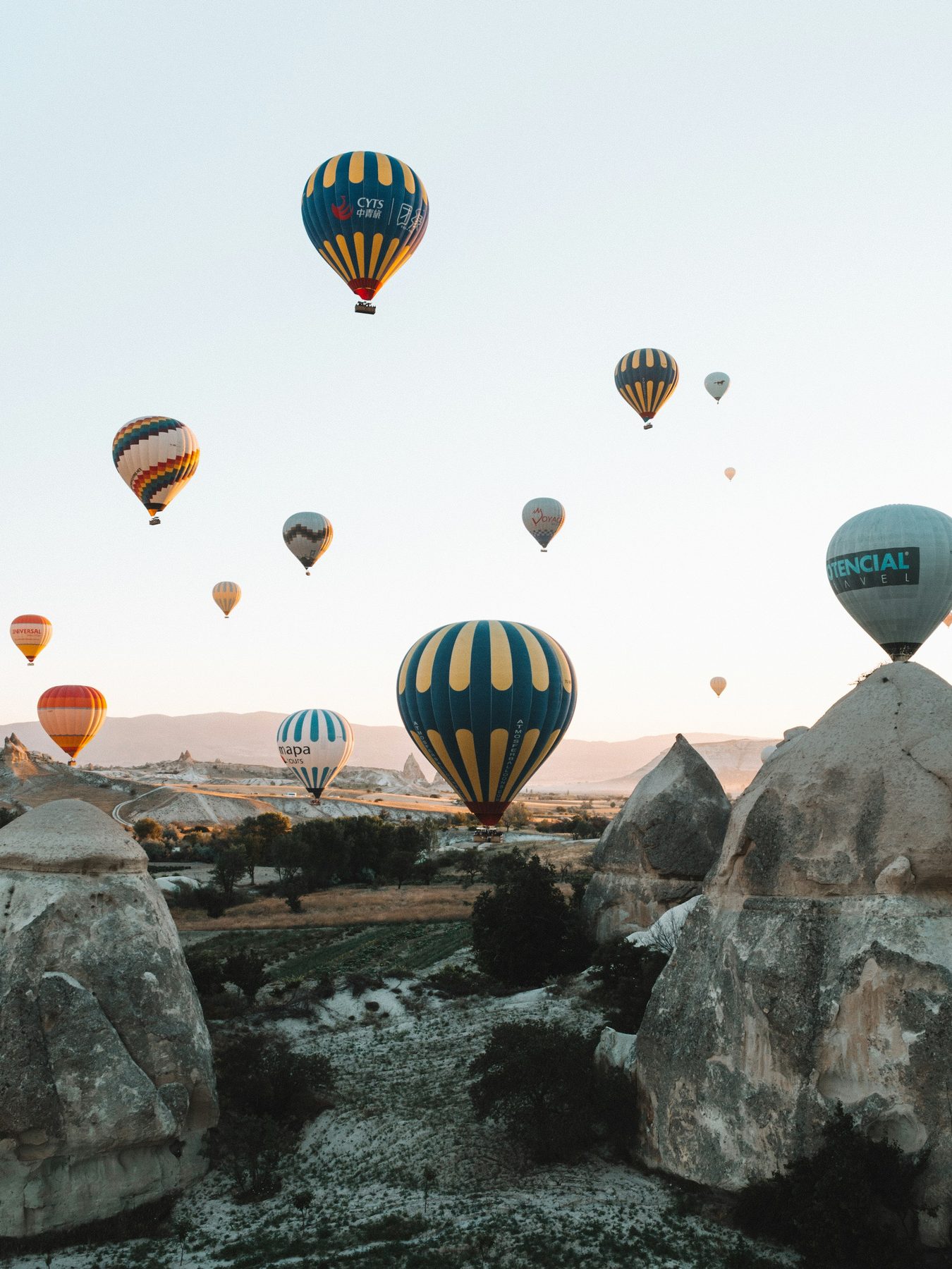 Hot air balloons over fairy chimneys
